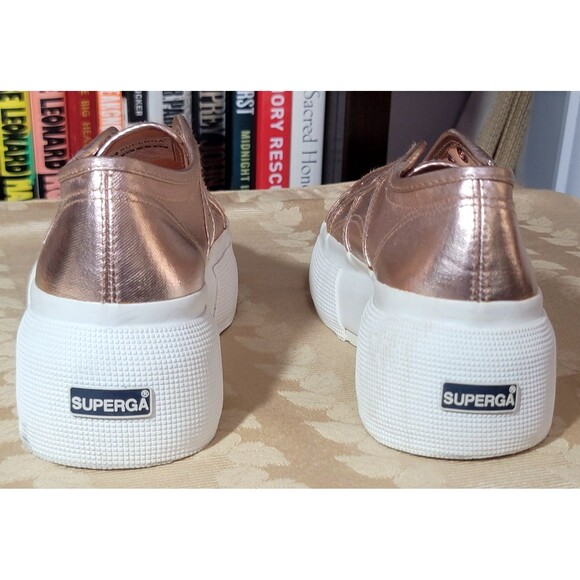 Superga 2790 Matte METALLIC PLATFORM Rose Gold Sneaker Bronze Sizzling Lady US 6 - Picture 4 of 16